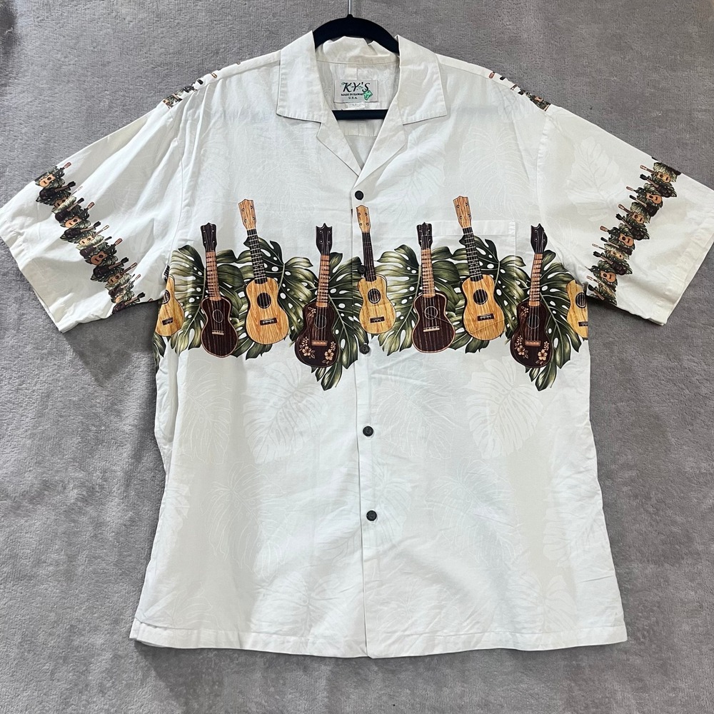 KY'S Ukulele Hawaiian Shirt Mens XL Aloha Tropical Beach Musician Luau  Vacation